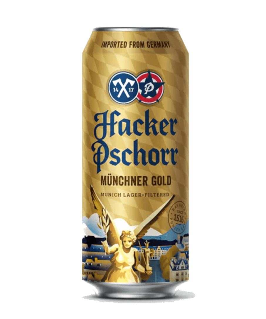 Hacker-Pschorr Munchner Gold German Lager – 6 x 500ml Cans (5.5% ABV)