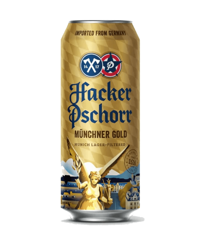 Hacker-Pschorr Munchner Gold German Lager – 6 x 500ml Cans (5.5% ABV)